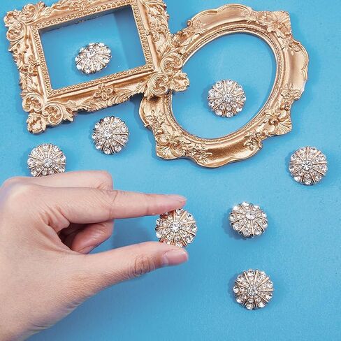 Superfindings 8pcs زهرة أزرار شانكون زهرة 22.5 ملم خياطة على أزرار الذهب الفاتح الزخارف الكريستالية مع فتحة واحدة للمعاطف لباس المجوهرات DIY صنع زينة الصياغة in Kuwait