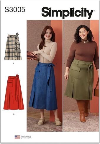 Simplicity SS3005W2 Women's Knee or Calf Length Skirts Sewing Pattern Packet, Design Code S3005, Sizes 20W-22W-24W-26W-28W, Multicolor in Saudi Arabia