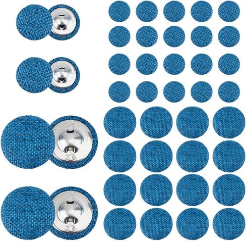 SUPERFINDINGS 60Pcs 2Styles Button Covers Fabric Cover Buttons 1-Hole Cloth Jeans Button Kits Tack Pant Buttons Replacement Flat Round for Light Steel Blue Denim Pants Jackets Clothes, Hole: 1.8~3mm in Saudi Arabia