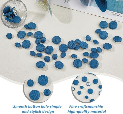 SUPERFINDINGS 60Pcs 2Styles Button Covers Fabric Cover Buttons 1-Hole Cloth Jeans Button Kits Tack Pant Buttons Replacement Flat Round for Light Steel Blue Denim Pants Jackets Clothes, Hole: 1.8~3mm in Saudi Arabia