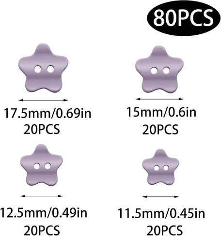 80 PCS Beige Star Buttons مختلطة أحجام أزرار الراتنج مع ثقب 2 لخياطة الحرفية DIY ، 11.5-17.5 ملم in Kuwait
