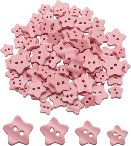 80 PCS Beige Star Buttons مختلطة أحجام أزرار الراتنج مع ثقب 2 لخياطة الحرفية DIY ، 11.5-17.5 ملم in Kuwait