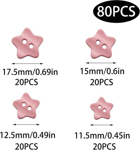 80 PCS Beige Star Buttons مختلطة أحجام أزرار الراتنج مع ثقب 2 لخياطة الحرفية DIY ، 11.5-17.5 ملم in Kuwait