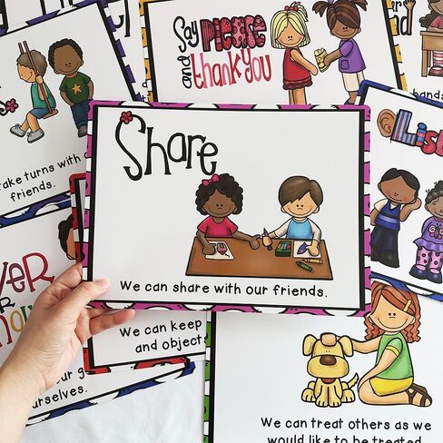 Richardy 9 PCS A4 Size Rules Rules Posters Decorations Behavior Schools Schools Pelebs Heabits Heabits Malle in Kuwait