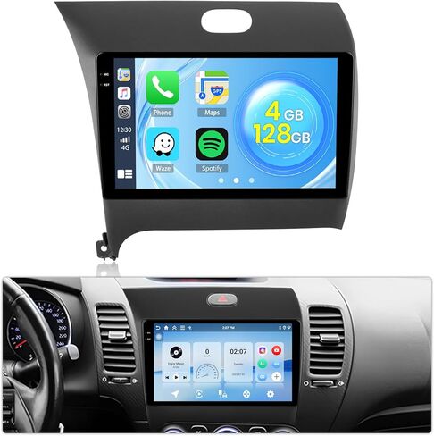 Roinvou 2+32G Android CarPlay Stereo for 2013-2018 KIA Cerato K3 Forte, 9'' Touch Screen in-Dash GPS Navigation with Built-in Wireless CarPlay Android Auto Support Mirror Link BT RDS AHD DSP in Kuwait