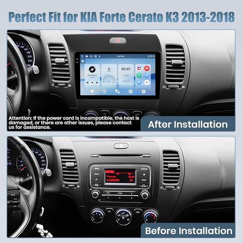 Roinvou 2+32G Android CarPlay Stereo for 2013-2018 KIA Cerato K3 Forte, 9'' Touch Screen in-Dash GPS Navigation with Built-in Wireless CarPlay Android Auto Support Mirror Link BT RDS AHD DSP in Kuwait