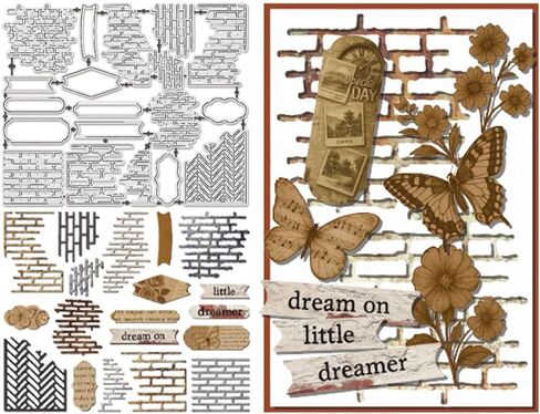 UNICRAFTALE Brick Wall Metal Cutting Dies Reusable Retro Label Theme Embossing Cut Stencils Background Stencils Dies for Card Making DIY Crafts Scrapbooking Decoration in Saudi Arabia