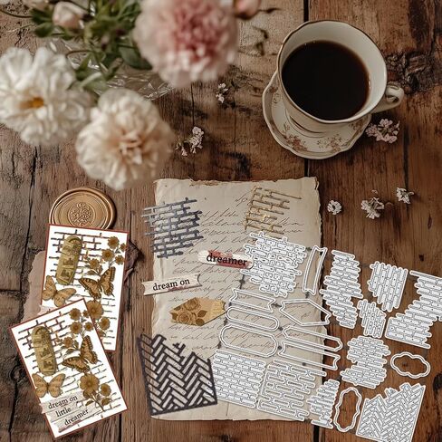 UNICRAFTALE Brick Wall Metal Cutting Dies Reusable Retro Label Theme Embossing Cut Stencils Background Stencils Dies for Card Making DIY Crafts Scrapbooking Decoration in Saudi Arabia
