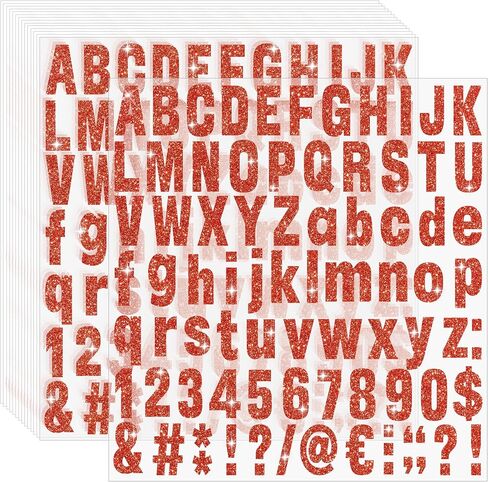 1215 Pcs 15 Sheets Letter Stickers Glitter Alphabet Stickers Small Self Adhesive Number Vinyl Stick on Letters Number Sticker for Scrapbooking Cup Water Bottles Crafts Sign Mailbox (Red,2 Inch) in Kuwait