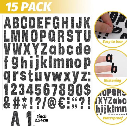 1215 Pcs 15 Sheets Letter Stickers Glitter Alphabet Stickers Small Self Adhesive Number Vinyl Stick on Letters Number Sticker for Scrapbooking Cup Water Bottles Crafts Sign Mailbox (Red,2 Inch) in Kuwait