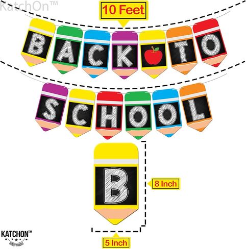 KatchOn, Glitter Welcome Back To School Banner - 10 Feet, No DIY | Apple Welcome Back Banner for Back To School Decorations for Classroom | Back To School Backdrop for First Day of School Decorations in Kuwait
