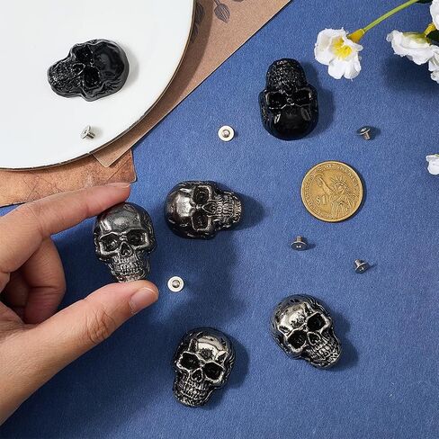 1 Box 4Pcs Antique Silver Skull Rivets With Screw Goth Alloy Conchos Pins Vintage Skeleton Stud Buttons Decorative Rock Style Rivet for Leather Purse Bag Clothing Accessories Halloween Decor in Saudi Arabia