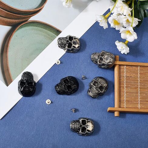 1 Box 4Pcs Antique Silver Skull Rivets With Screw Goth Alloy Conchos Pins Vintage Skeleton Stud Buttons Decorative Rock Style Rivet for Leather Purse Bag Clothing Accessories Halloween Decor in Saudi Arabia