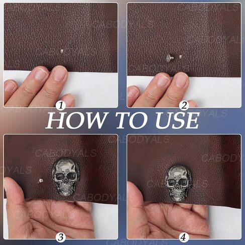 1 Box 4Pcs Antique Silver Skull Rivets With Screw Goth Alloy Conchos Pins Vintage Skeleton Stud Buttons Decorative Rock Style Rivet for Leather Purse Bag Clothing Accessories Halloween Decor in Saudi Arabia