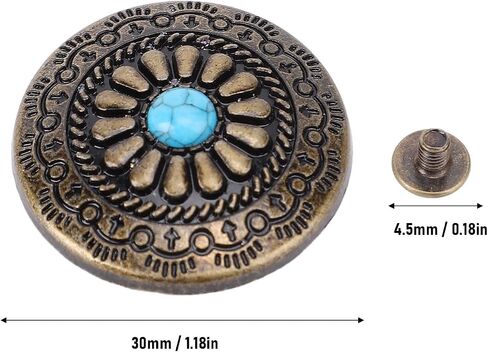 Srliya 5 Sets Blue Turquoise Flower Rivet, Decorative Alloy Screw Back Button for Belts, Bags, Crafts, with Exquisite Flower Pattern, Erosion, Suitable for Leather, Paper, Fabric in Saudi Arabia