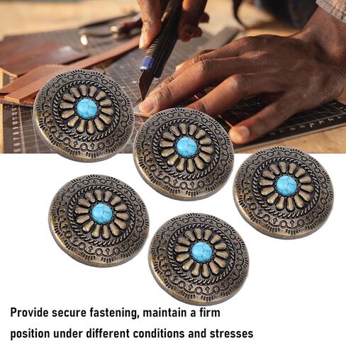 Srliya 5 Sets Blue Turquoise Flower Rivet, Decorative Alloy Screw Back Button for Belts, Bags, Crafts, with Exquisite Flower Pattern, Erosion, Suitable for Leather, Paper, Fabric in Saudi Arabia