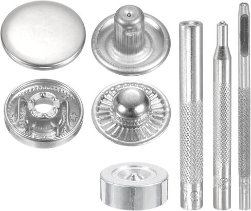 Harfington 24Set Leather Snaps Snaps Kit 17mm Dia Brass Brass Cap Cap Button 2.76 "طول أزرار Snap Metal مع 4 أدوات لتثبيت القماش البحري للكيس ، والذهب in Saudi Arabia