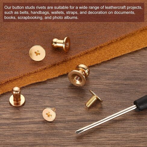 uxcell 20 Pcs Brass Ball Head Stud Screw, 7mm/0.28" Nipple Rivet Button Strap Stopper for DIY Leather Craft, Gold Tone in Saudi Arabia