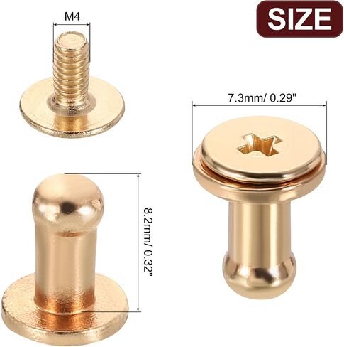 uxcell 20 Pcs Brass Ball Head Stud Screw, 7mm/0.28" Nipple Rivet Button Strap Stopper for DIY Leather Craft, Gold Tone in Saudi Arabia