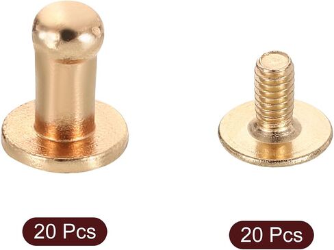 uxcell 20 Pcs Brass Ball Head Stud Screw, 7mm/0.28" Nipple Rivet Button Strap Stopper for DIY Leather Craft, Gold Tone in Saudi Arabia