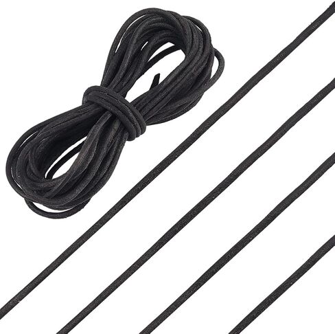 GORGECRAFT 5m x 3mm Cowhide Leather Cord Round Genuine Leather Rope Saddle Brown Natural Yak Hide Strings for Bracelet Necklace Jewelry Making Baseball Gloves Shoe Lace DIY Crafts Accessories in Saudi Arabia