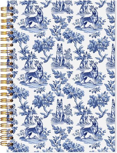 LADOCK French Country German Shepherd Spiral Notebook Journal, German Shepherd Gifts for Women Men, Blue and White Chinoiserie Dog Notebook, Grandmillennial Dog Journal, 5.5x8.3 in Saudi Arabia