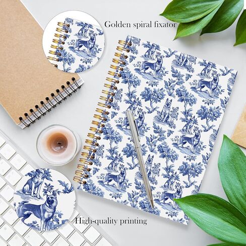 LADOCK French Country German Shepherd Spiral Notebook Journal, German Shepherd Gifts for Women Men, Blue and White Chinoiserie Dog Notebook, Grandmillennial Dog Journal, 5.5x8.3 in Saudi Arabia