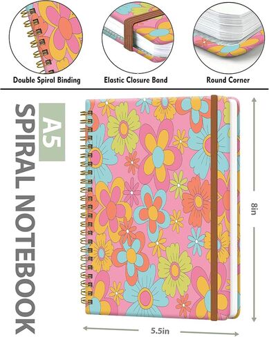 Spiral Journal Notebook for Women, Hardcover A5 College Ruled Notebook, 120 Pages, Thick Paper, Cute Lined Journal for School, Office & Work, 6 x 8.4 in(Bright Skull Star) in Kuwait