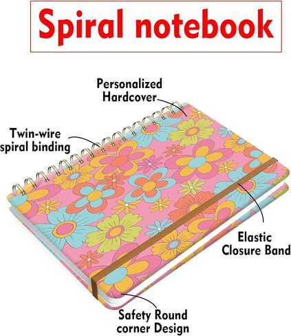 Spiral Journal Notebook for Women, Hardcover A5 College Ruled Notebook, 120 Pages, Thick Paper, Cute Lined Journal for School, Office & Work, 6 x 8.4 in(Bright Skull Star) in Kuwait
