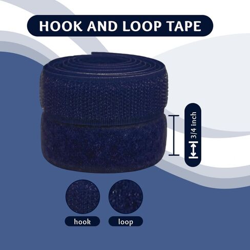 3/4 inch Navy Sew on Hook and Loop Tape Non-Adhesive 1 Yd Thin Nylon Heavy Duty Strips Sewing Fastening Fabric Fastener Interlocking Set for Military Form Bags Clothes Shoes Backpacks DIY Craft in Saudi Arabia