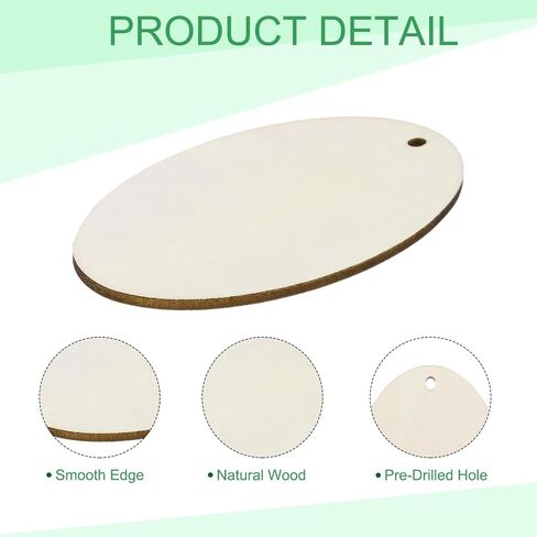 Uxcell 36pcs علامات خشبية فارغة أوكسيلة مع ثقب 4 × 2.4 بوصة قطع خشبية غير مكتملة علامات هدية خشبية مع حبل 32.8 قدم لمشاريع الحرفية ، والزخارف المعلقة ، وصنع الهدايا in Saudi Arabia