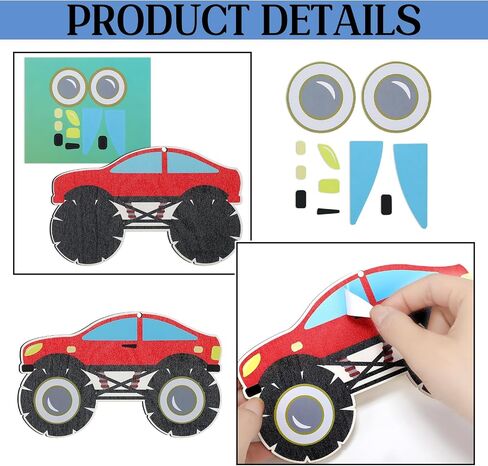 Honoson 36 Pcs Monster Truck Wood Cutouts for Crafts DIY Monster Truck Stickers Crafts Make Your Own Stickers Wooden Cartoon Car for Classroom Activities Car Birthday Party Favors Gift in Saudi Arabia