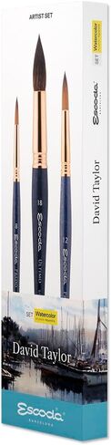 Escoda Signature Series Artist Watercolor Brush Set, Joseph Zbukvic Set #2, Aquario Squirrel, Size ( Round Mop) 14, 18 in Kuwait