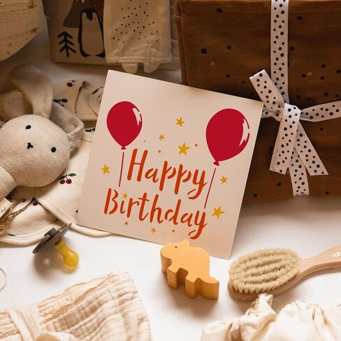 FINGERINSPIRE 6 Pcs Happy Birthday Text Stencil with Brush 5.9x5.9inch Birthday Cake Ribbon Balloon Stencil Birthday Theme Template for Greeting Cards Making DIY Decor in Saudi Arabia