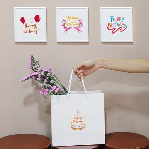 FINGERINSPIRE 6 Pcs Happy Birthday Text Stencil with Brush 5.9x5.9inch Birthday Cake Ribbon Balloon Stencil Birthday Theme Template for Greeting Cards Making DIY Decor in Saudi Arabia