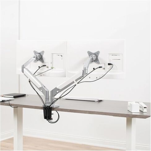 Aluminum Dual 17" to 32" Monitor Pneumatic Desk Mount - in Saudi Arabia