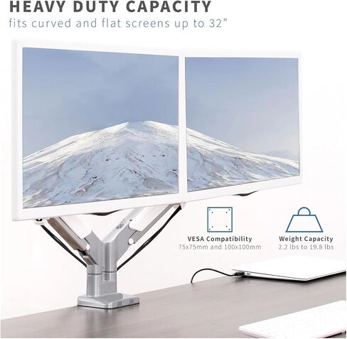Aluminum Dual 17" to 32" Monitor Pneumatic Desk Mount - in Saudi Arabia