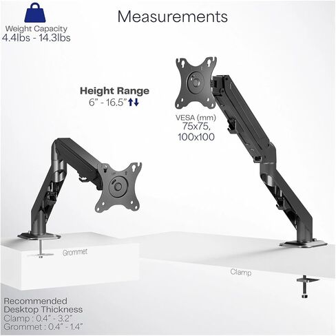 Single Monitor Balanced Desk Stand | Fits Screens 17 to 27 Inches in Saudi Arabia