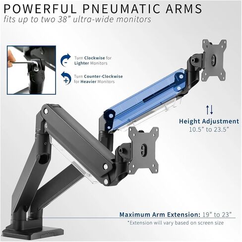 Dual Monitor Balanced Desk Mount for Ultra-Wide Screens up to 38 inches - in Saudi Arabia