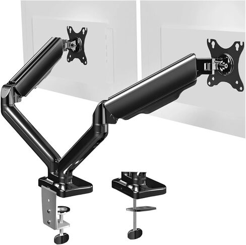 Dual Mechanical Monitor Spring Desktop Stand | Suitable for Screens Under 32 inches - in Saudi Arabia