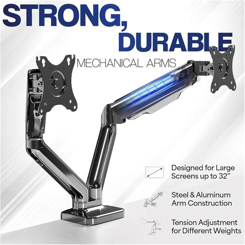 Dual Mechanical Monitor Spring Desktop Stand | Suitable for Screens Under 32 inches - in Saudi Arabia