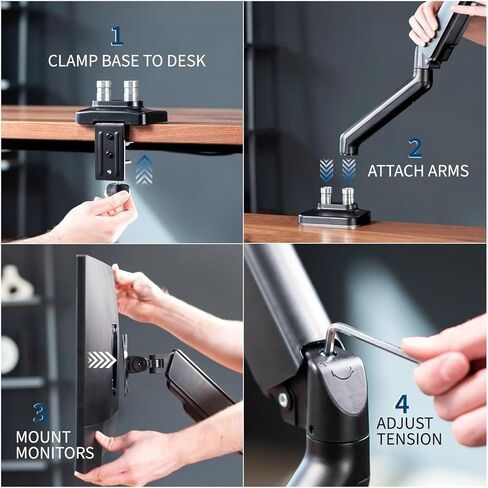Dual Mechanical Monitor Spring Desktop Stand | Suitable for Screens Under 32 inches - in Saudi Arabia