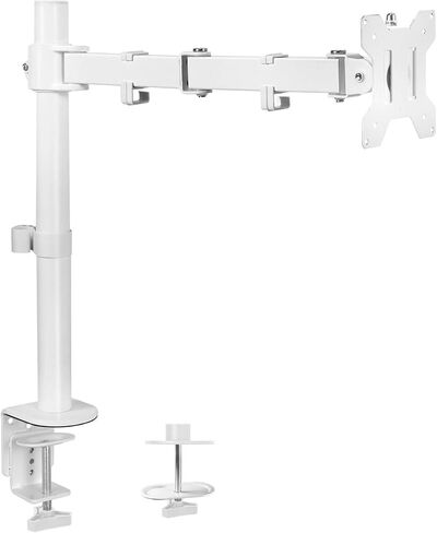 White Single Adjustable Monitor Desk Mount for 1 Computer Screen 38 Inch in Saudi Arabia