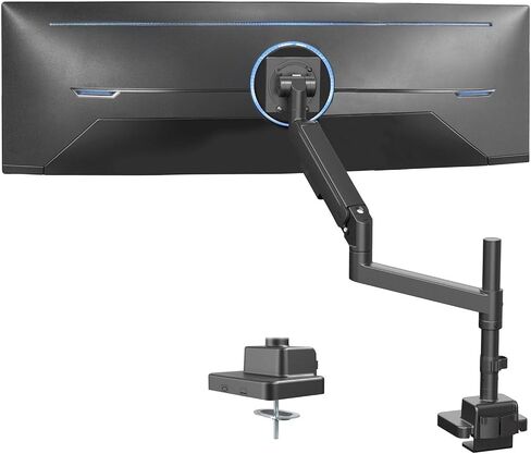 Black Heavy Duty Pneumatic Single Extra Wide Computer Monitor Arm Desk Stand - in Saudi Arabia