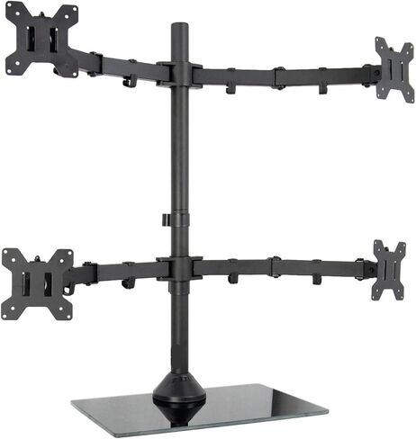 Quad Monitor Desktop Stand Independent Glass Stand | Quad Monitor Desktop Stand 4 Screens up to 27 inches in Saudi Arabia