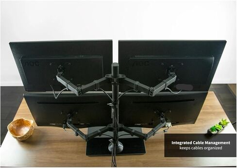 Quad Monitor Desktop Stand Independent Glass Stand | Quad Monitor Desktop Stand 4 Screens up to 27 inches in Saudi Arabia