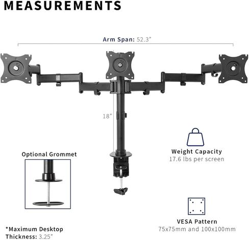 Triple Monitor Adjustable Mount for 3 Screens, 24 Inch in Saudi Arabia