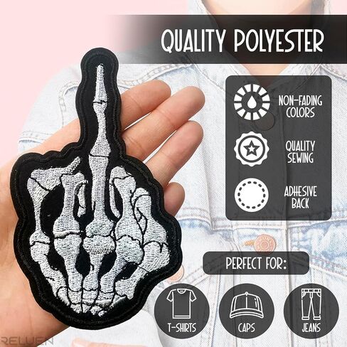 5 PCS HERMERON FARCED PATCH DOSSINGER SELTER ON ON ON IRON ON PATCHES SPATES Middle Finger Patches for DIY Punk Rock and Roll Assum in Saudi Arabia