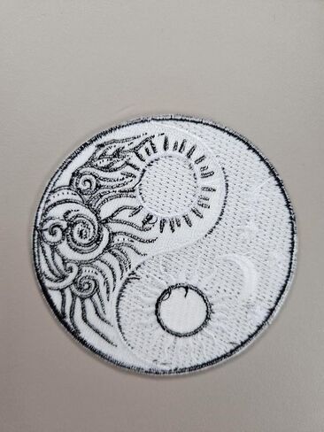 3.5" Embroidered Yin Yang Sun and Moon Iron On Patch | Decorative Chinese Yin Yang Sun Moon Applique Iron On/Sew On Patches for Clothing, Hats, Clothes, Backpacks, Holes, Jackets in Saudi Arabia