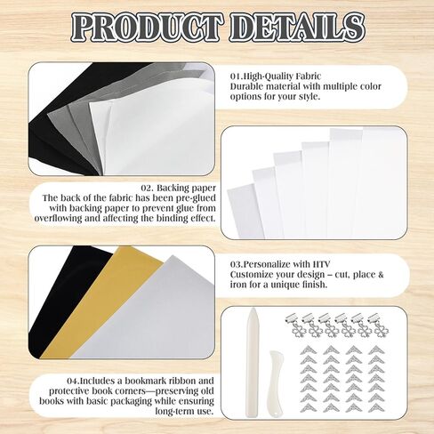 62 PCS BOOK BOOK RINDING KIT ، 6 PCS 12 '' X 16 '' Bookcover Cloth Fabric 24 Metal Corners 3 Iron on Vinyl Sheets 6 Poncbark 23 Accessories for Old Book Diy Craft (Red ، Green ، Blue) in Saudi Arabia